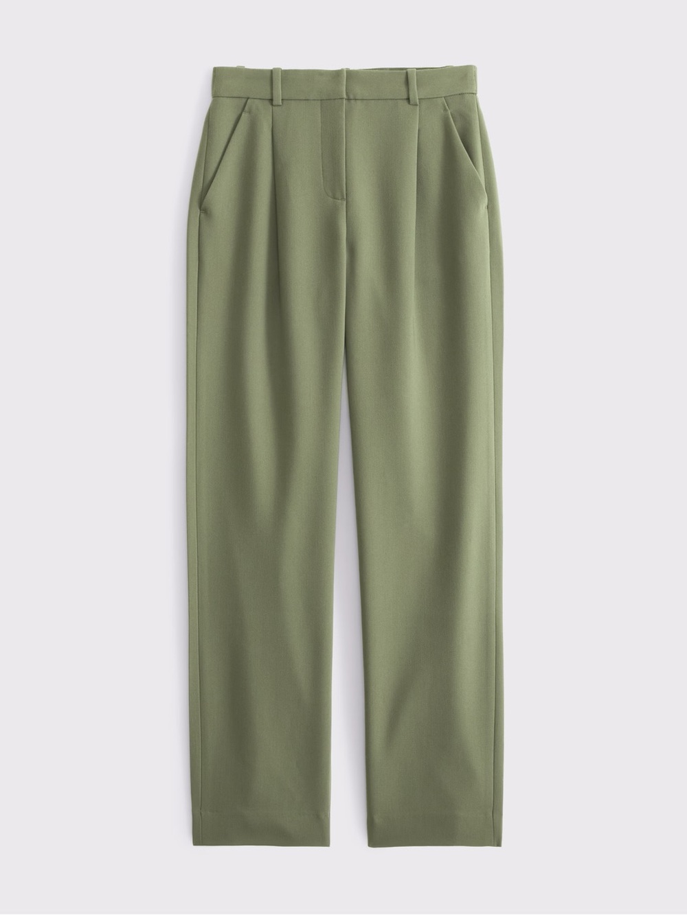 Straight-Leg Tailored Pants in Olive Green